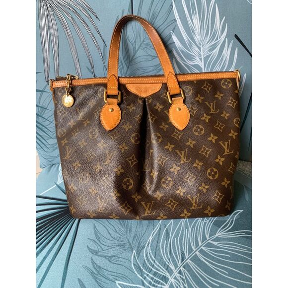 LOUIS VUITTON Palermo PM Monogram Brown Canvas Hand Bag Tote Purse Paris - Picture 1 of 15